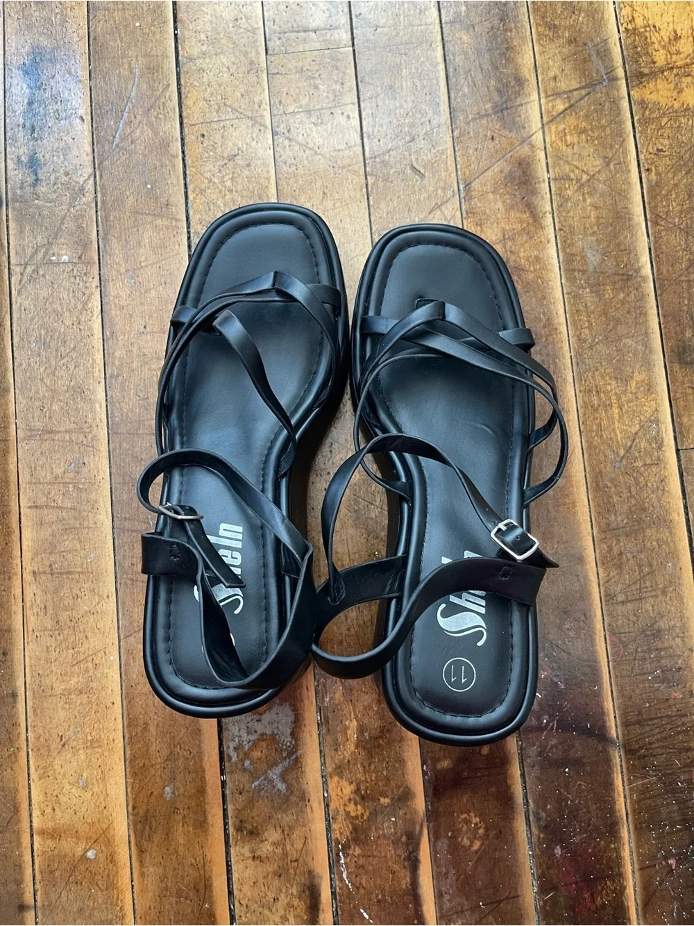 black strappy platform heels size 11